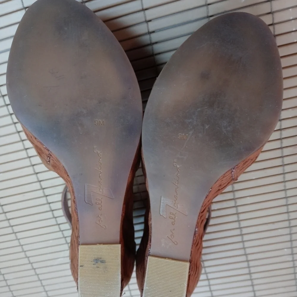Seven For All Mankind Womens Brown woven leather  platform Shoes Size 9M 310pem